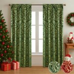 Qelus 2 panneaux de rideaux en velours  isolation thermique doux occultants avec feuille dor pour nol ...