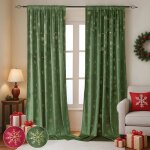 Qelus lot de 2 rideaux en velours  isolation thermique occultants avec flocon de neige dor pour nol ...