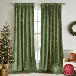 Qelus lot de 2 rideaux en velours  isolation thermique occultants avec flocon de neige dor pour nol ...