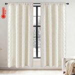 Qelus 2x rideaux occultants thermiques double couche isolants anti froid&vent rideaux dhiver pour fen�tre&port ...