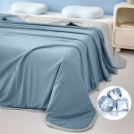 Qelus couette rafra�chissante 150x200cm en coton ete r�versible bleu arc - chill double face coubleuure ...