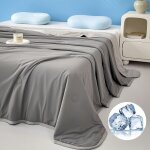 Qelus couette rafra�chissante 150x200cm en coton ete r�versible gris arc - chill double face cougrisure ...