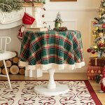 Qelus nappe de no�l � carreaux avec pampille rectangle 140x140cm nappe de table en lavable pour no�l ...