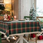 Qelus nappe de no�l � carreaux avec pampille rectangle 140x200cm nappe de table en lavable pour no�l ...