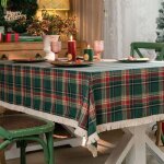 Qelus nappe de no�l � carreaux avec pampille rectangle 140x260cm nappe de table en lavable pour no�l ...