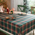 Qelus nappe de no�l � carreaux avec pampille rectangle 140x300cm nappe de table en lavable pour no�l ...