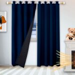 Qelus rideau occultant 132x160cm  oeillets 100% bloquer lumiere isolant thermique / froid  double couche ...