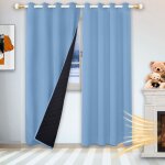 Qelus rideaux occultant 132x213cm  oeillets 100% bloquer lumiere isolant thermique / froid  double ...