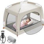 Lit de voyage gonflable - underscore - tente pop - up - matelas l�ger - 1 place - beige