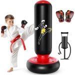 Qpau sac de frappe gonflable 66 enfants + gants cadeau id�al 6 - 12 ans parfait pour boxe & karat�
