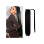 Queue de cheval extension 60cm noir postiche queue de cheval extension de cheveux longue raides ponytail ...