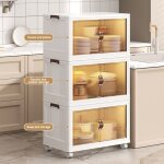 Quiienclee 60 x 36 x 102cm - 3 tages boites organisateur de rangement plastiques pliable colonne de ...