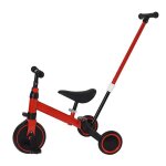 Quiienclee - tricycle � roulettes avec barre de pouss�e rouge - plastique �cologique + acier - capacit� ...