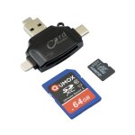 Qumox 4 en 1 lecteur de carte m�moire sd tf lecteur de carte sd lightning type c usb micro usb adaptateur ...