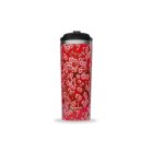Mug de voyage - qwetch travel mug flowers - 470 ml - rouge - 100% tanche - double paroi inox 304
