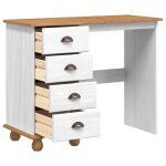 Rabais bureau askim - solomon - bureau � domicile avec tiroirs blanc 95x40x75 cm en bois massif de pin ...
