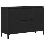 Rabaisbuffet - clarence - commode / buffet de cuisine chne noir - bois de chne massif acier enduit ...