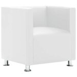 ?rabaischaise canap� 1 place - jilles - fauteuil cube � salon blanc simili cuir solo554088