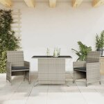 ?rabaisensemble de bistro 3 pcs - table de salon salle � manger + 2 chaises de jardin - et coussins gris ...