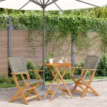 ?rabaisensemble de bistro 3 pcs - table de salon salle � manger + 2 chaises de jardin - gris r�sine tress�e ...