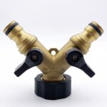 Raccord double robinet jardin en laiton valve double embout m�le id�al pour tuyau d?arrosage robuste ...