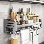 Rack dpices murales sans perage rack de cuisine suspendu avec crochets 6