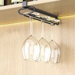 Rack � verres suspendu - avec clip sans per�age - 1 rang�e - acier carbone - pour cuisine et cave � vin ...