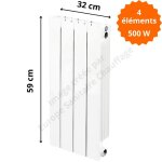 Radiateur aluminium horizontal h. 59 x 32 cm vip 500 deville 500 w