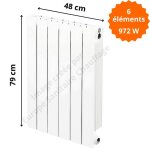 Radiateur aluminium horizontal h. 79 x 48 cm vip 700 deville 972 w