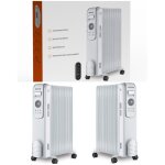 Radiateur � bain dhuile - livoo - digital vintage blanc - 2000w - 3 r�glages de chaleur - t�l�commande ...