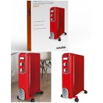 Radiateur  bain dhuile - livoo - rouge - 2000w - 9 colonnes - thermostat mcanique