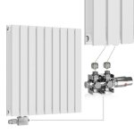 Radiateur horizontal - aquamarin - 600x614x69 mm - 18 colonnes - vanne de tte trv - acier blanc