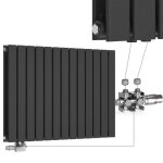 Radiateur horizontal - aquamarin - aquamarin 600x886 mm - 26 colonnes - vanne trv - acier noir