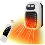 Radiateur soufflant mural silencieux avec �cran led et t�l�commande pour salle de bain blanc