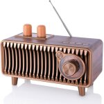 Radio bluetooth r�troen bois de noyeravec radio fm vintage20w enceinte portable avec fonction lecteur ...