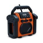 Radio de chantier billy avec batterie rechargeable, radio fm, bluetooth, batterie de secours - orange ...