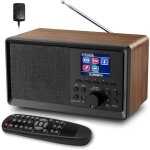Radio dab / dab + bluetooth 5. 0 r�tro en bois avec t�l�commande et double alarme
