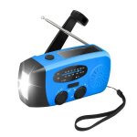 Radio portable solaire  manivelle am / fm / wb lampe led tanche sortie dalimentation 600mah bleu