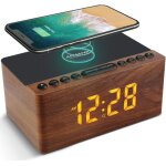 Radio réveil numérique - twinsim - en bois - charge sans fil - radio fm - marron Radio réveil numérique - twinsim - en bois - charge sans fil - radio fm - marron