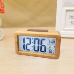 Radio - rveil numrique radio - rveil horloge de table rveil tanche en bois massif avec thermomtre ...