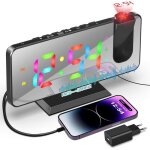 Radio reveil projecteur rgb rveil projection plafond 4 luminosits rglable minuterie fm snooze ecran ...