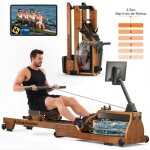 Rameur � eau pliable - advamsoler - hcq - 51 - a - r�servoir 15l - bluetooth kinomap - bois ch�ne massif ...