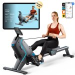 Rameur magntique merach 16 niveaux de rsistance manuelle cran lcd support ipad charge max 150?kg compatible ...