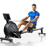 Rameur magn�tique silencieux avec app - riksion - glissi�res doubles am�lior�es - 16 niveaux de r�sistance ...