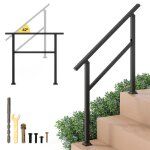 Rampe descalier 104cm costway en acier 0 - 3 marches - angle flexible - kit dinstallation - intrieur ...
