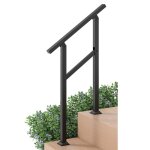 Rampe descalier 70 cm costway en acier 0 - 2 marches - angle flexible - kit dinstallation - intrieur ...