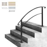 Rampe descalier - duoku - tyfs - 4ft - fer forg� - noir mat - 1 � 4 marches