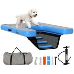 Rampe gonflable de radeau pour chien - pawhut - avec surface antidrapante - 120 x 90 x 10 cm - bleu ...