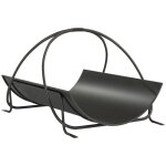 Range - b�ches dint�rieur noir 51x38x33cm panier porte buches design g�om�trique poign�e en m�tal pratique ...