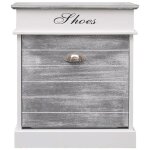 Range chaussures avec 1 compartiment basculant gris et blanc 50x28x58 cm bois de paulownia couloir meuble ...